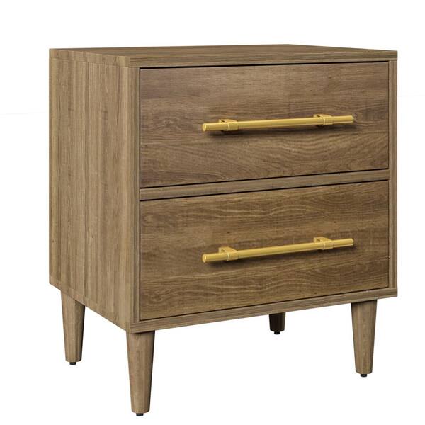 ATHMILE 2-Drawers Natural Chest of Drawers 23 in. W x 25.30 in. H .