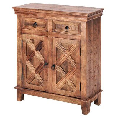 Loon Peak® Rustic X Small Wood Carved Sideboard Accent Cabinet .
