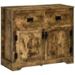 Homcom Rustic Storage Cabinet Sideboard With 2 Drawers And 2 .