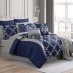 Hallmart Collectibles Bedroom Gracyn Navy 14 PC King Comforter Set .