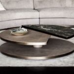 Nella Vetrina Rugiano Moon upholstered Leather with Marble Coffee .