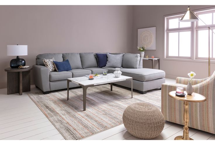 Mcdade Ash 2 Piece Sectional with Right Arm Facing Chaise | Coffee .