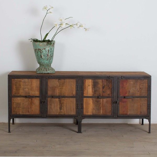 Hyderabad Reclaimed Wood and Metal Buffet (India) | Overstock.com .