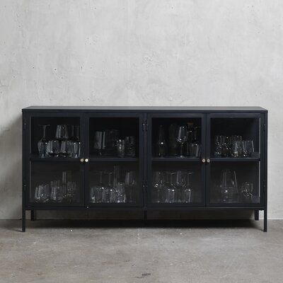AllModern Kellen Black 4-Section Sideboard | Wayfair | Glass .