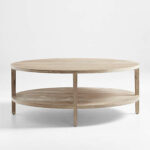 Clairemont 48" Round Natural Oak Wood Coffee Table with Shelf + .