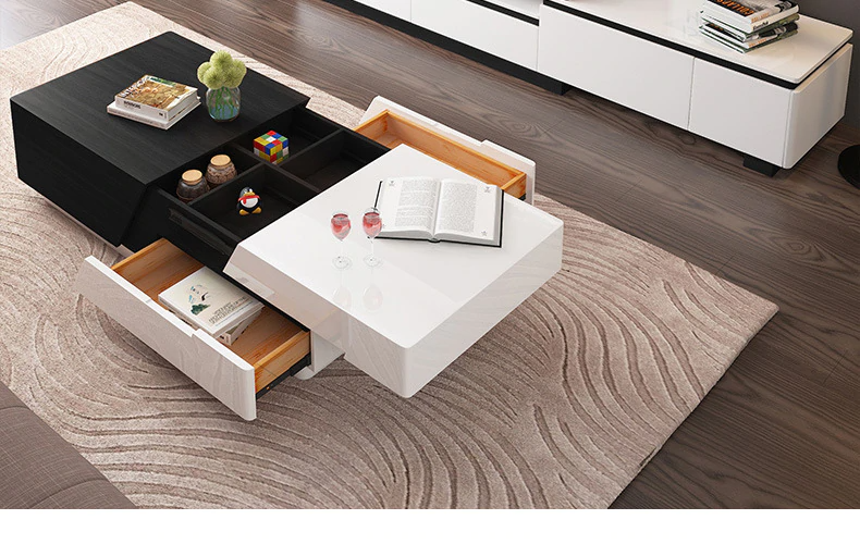 K STAR Modern Minimalist White Painted Coffee Table Fashion Wood .