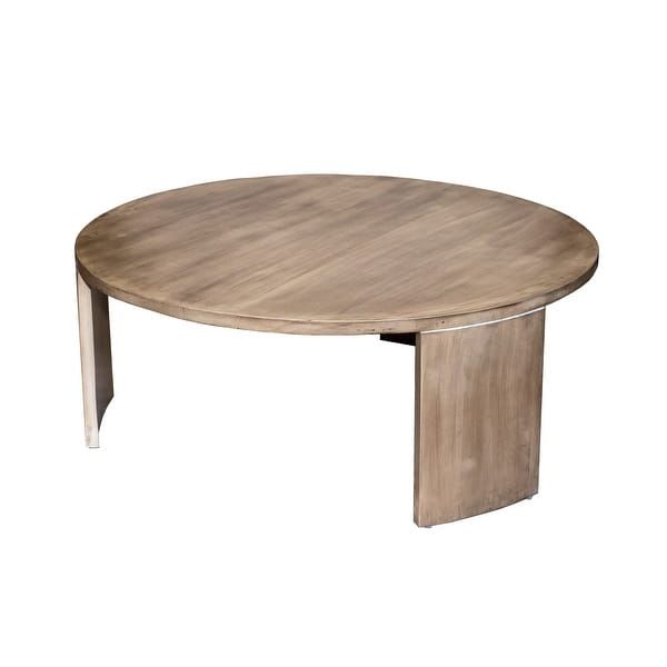 Round Modern Minimalist Coffee Table, Solid Mango Wood - Overstock .