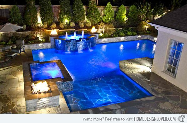 15 Dramatic Modern Pool Areas with Fire Pits | Home Design Lover .