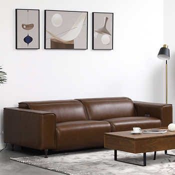Braxham Leather Power Reclining Sofa with Power Headrests | Power .