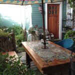 Reclaimed wood mosaic patio table - Abodeacious | Mosaic patio .