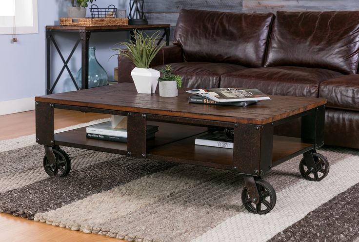 Mountainier Storage Coffee Table With Wheels | Coffee table .