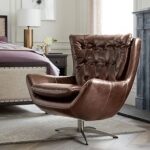 Wells Leather Petite Swivel Armchair | Tufted leather, Swivel .
