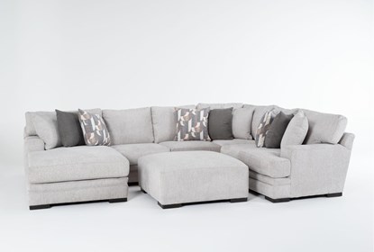 Arlen Sterling 149" 3 Piece Sectional With Left Arm Facing Chaise .