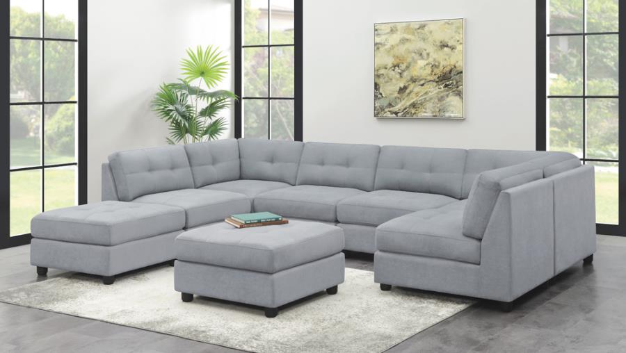 Claude 7-piece Upholstered Modular Tufted Sectional Dove – Redwood .