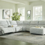 McClelland Gray 6-Piece Reclining Sectional with Chaise – Redwood .