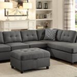 Stonenesse Upholstered Tufted Sectional with Storage Ottoman Grey .