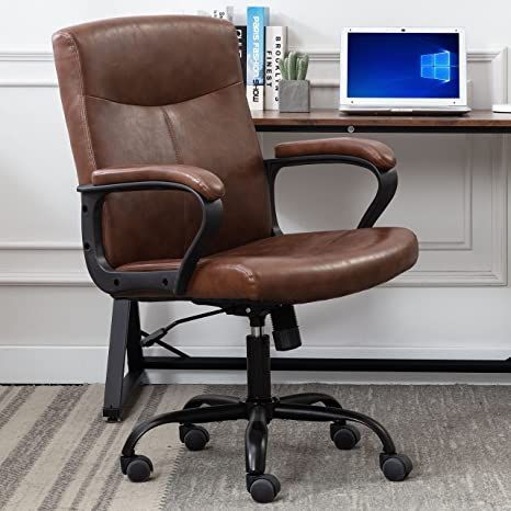 DYHOME Office Chair, Brown Office Chair, 300 LBS Adjustable Mid .