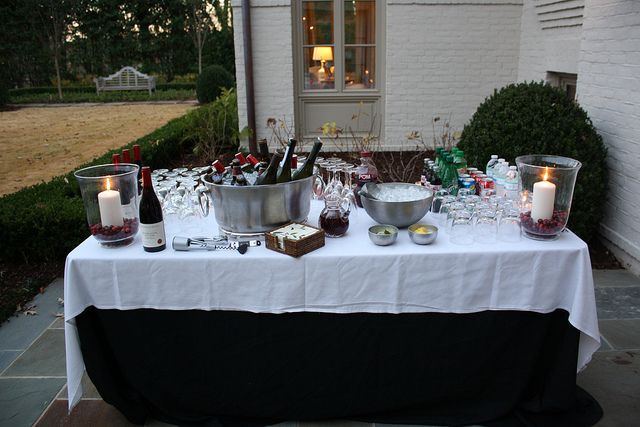 outdoor bar set up for self-serve | Wedding food table, Bar set up .