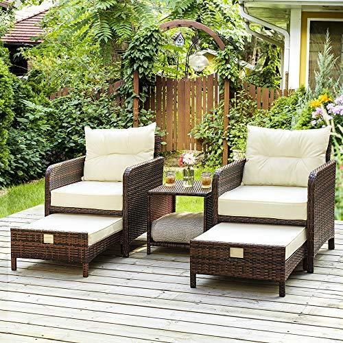 PAMAPIC 5 Pieces Wicker Patio Furniture Set Outdoor Patio Chairs .