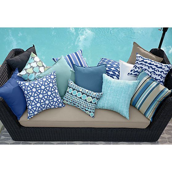 Sunbrella ® Mediterranean Blue 20" Sq. Outdoor Pillow | Outdoor .