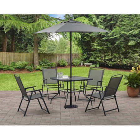 Mainstays Albany Lane 6 Piece Outdoor Patio Dining Set, Red .