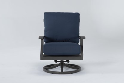 Martinique Navy Outdoor Swivel Lounge Chair | Living Spac