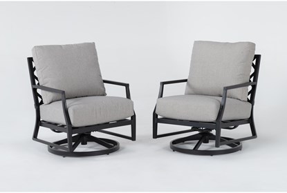 Tybee Outdoor 2 Piece Swivel Lounge Chair Conversation Set .
