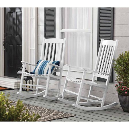 Mainstays Outdoor Wood Porch Rocking Chair, White Color, Weather .