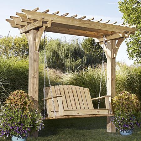 Easy Swinging Arbor with Swing Woodworking Plan from WOOD Magazine .