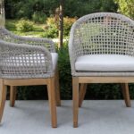 TNA2211 - Nautical Rope Teak Dining Chair with Sunbrella - side .