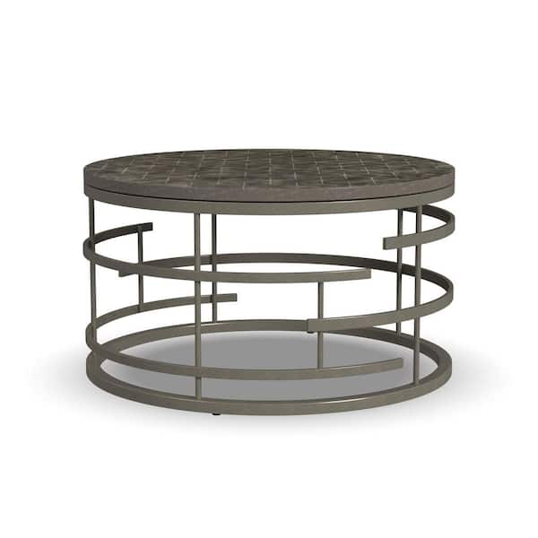 HOMESTYLES Parker 34 in. Silver Gray Round Coffee Table W1454-034 .