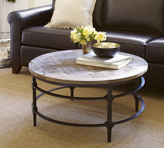 Parquet 36" Round Reclaimed Wood Coffee Table | Round coffee table .