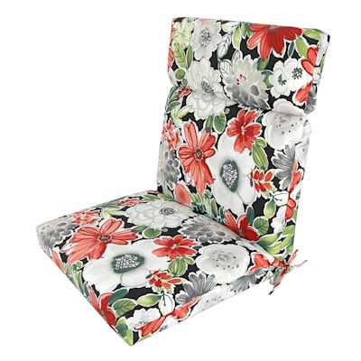 Tamani Black Floral Outdoor Hinged Chair Cushion | Chair cushions .
