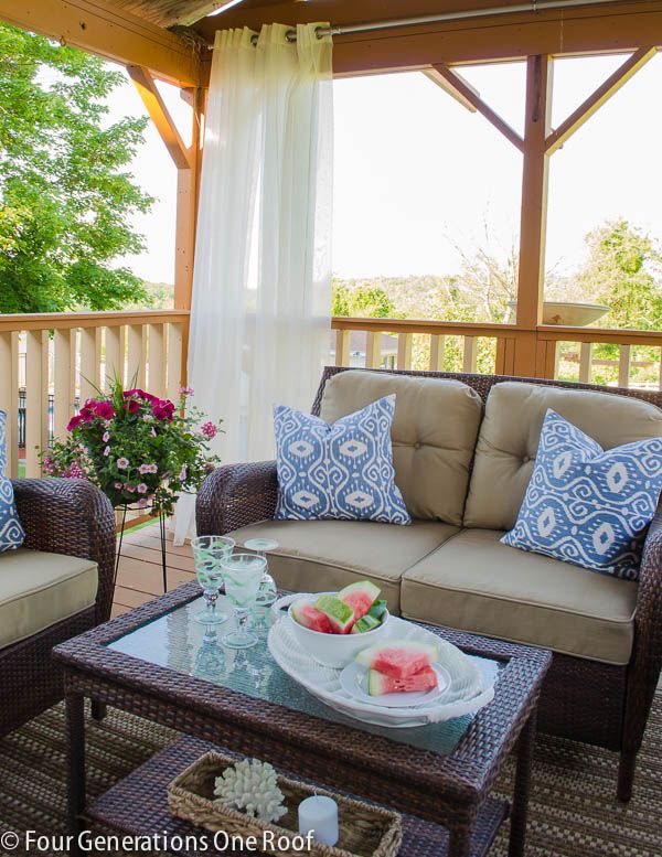 Our summer covered porch {makeover} | Outdoor dining room, Outdoor .