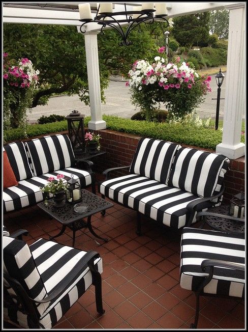 Black And White Striped Patio Cushions Look more at http .