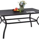 VICLLAX Patio Dining Table Outdoor Metal Steel Frame Square Table .