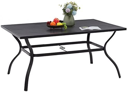 VICLLAX Patio Dining Table Outdoor Metal Steel Frame Square Table .