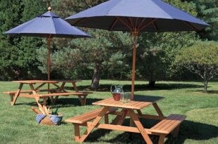 Larchmont 6 ft. teak picnic table | Picnic table with umbrella .