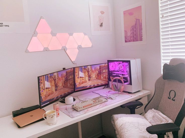 pink and white battlestation ~ open to suggestions on how to .