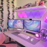 cute gaming desk setup | Gaming desk setup, Gaming room setup .