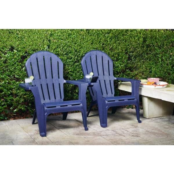 StyleWell Midnight Blue Plastic Adirondack Chair with Cup and .