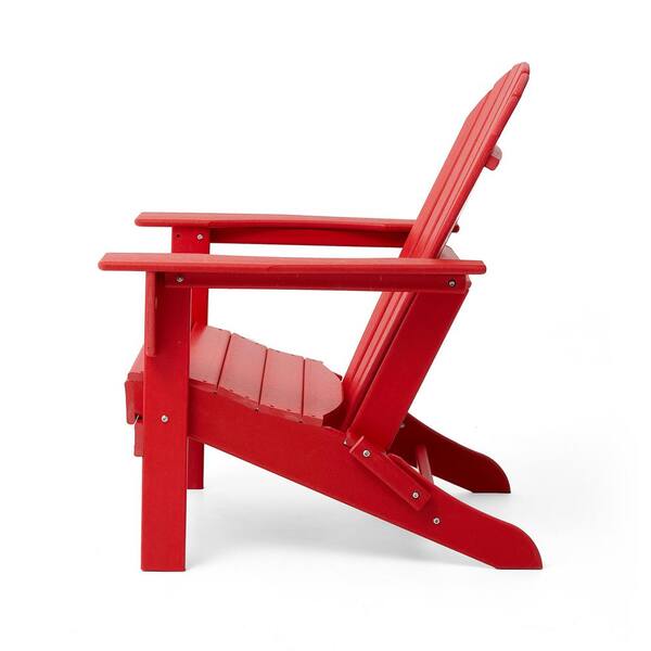 Glitzhome Outdoor Patio Red HDPE Plastic Folding Adirondack Chair .