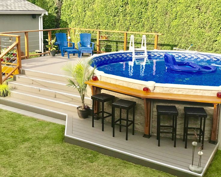 above ground pool decks | Swimming pools backyard, Decks around .