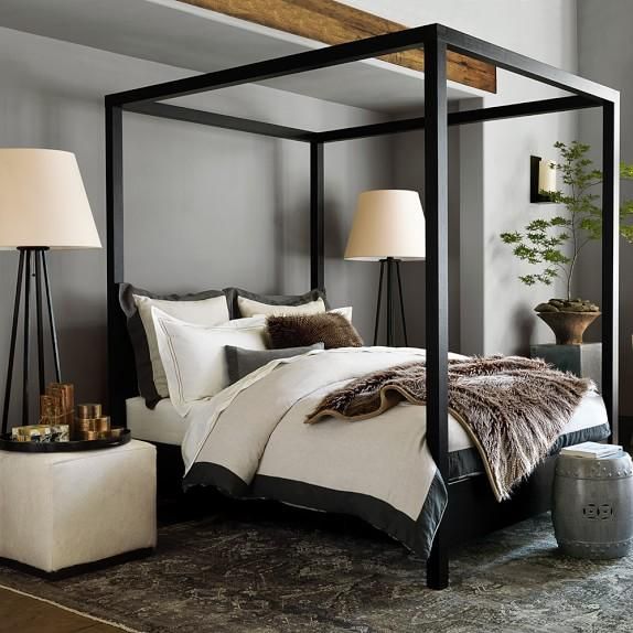 Keating Canopy Bed in Black | Remodel bedroom, Modern canopy bed .