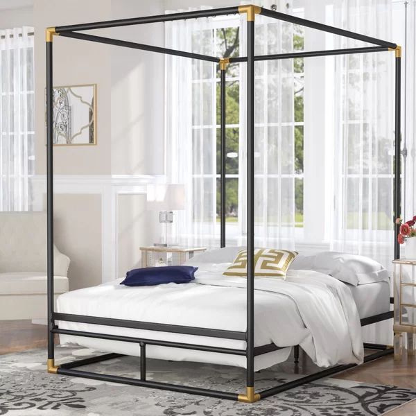 Ozzie Metal Bed | Queen canopy bed, Black canopy beds, Canopy bed .