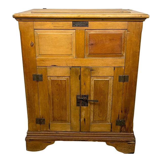 Oak & Ash 1900 Antique Pantry Ice Box Cabinet, Signed Baldwin .