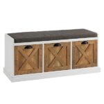 Welwick Designs 39 in. W. Rustic Oak/Brushed White and Storm Grey .