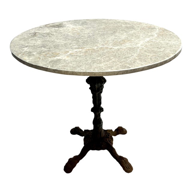 Antique French Cast Iron Bistro Table With Marble Top | Chairi