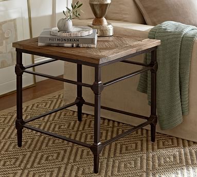 Parquet Reclaimed Wood Side Table | Reclaimed wood coffee table .
