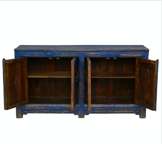 Amherst 4 Door Buffet Antique Blue | Pine shelves, Solid wood .